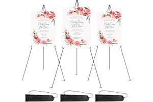 RRFTOK Easel Stand for Display,63'' instant easel, foldable portable ground easel for wedding banner and poster display stand, tabletop easel display metal tripod with Portable .