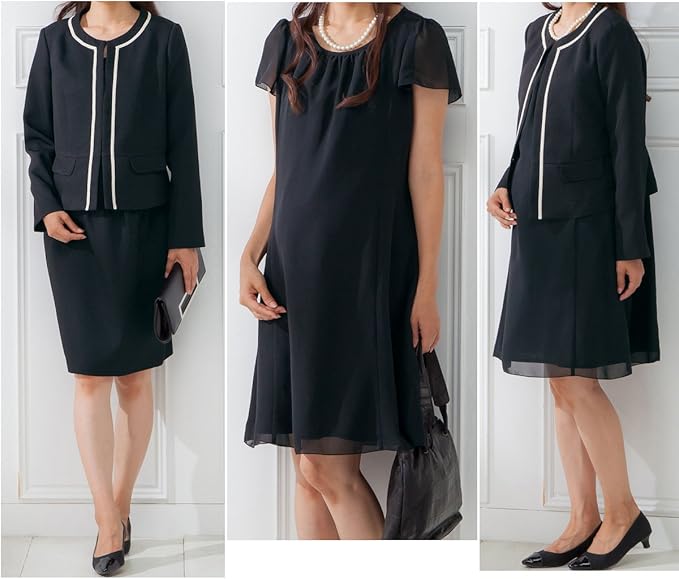Amazon Co Jp ニッセン Nissen マタニティ 授乳服 産前 産後 授乳口付 ３点セット ジャケット スカート 授乳 ワンピース フォーマル セミフォーマル 学校行事 通勤 結婚式 お呼ばれ お宮参り 七五三 帰省 黒 マタニティ6l 服 ファッション小物