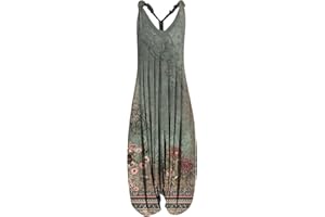 NJKHMCFTIR Plus Size Overalls for Women Casual Summer Baggy Pants Loose Fit Jumpsuit Boho Printed Women Jumpsuits 2024