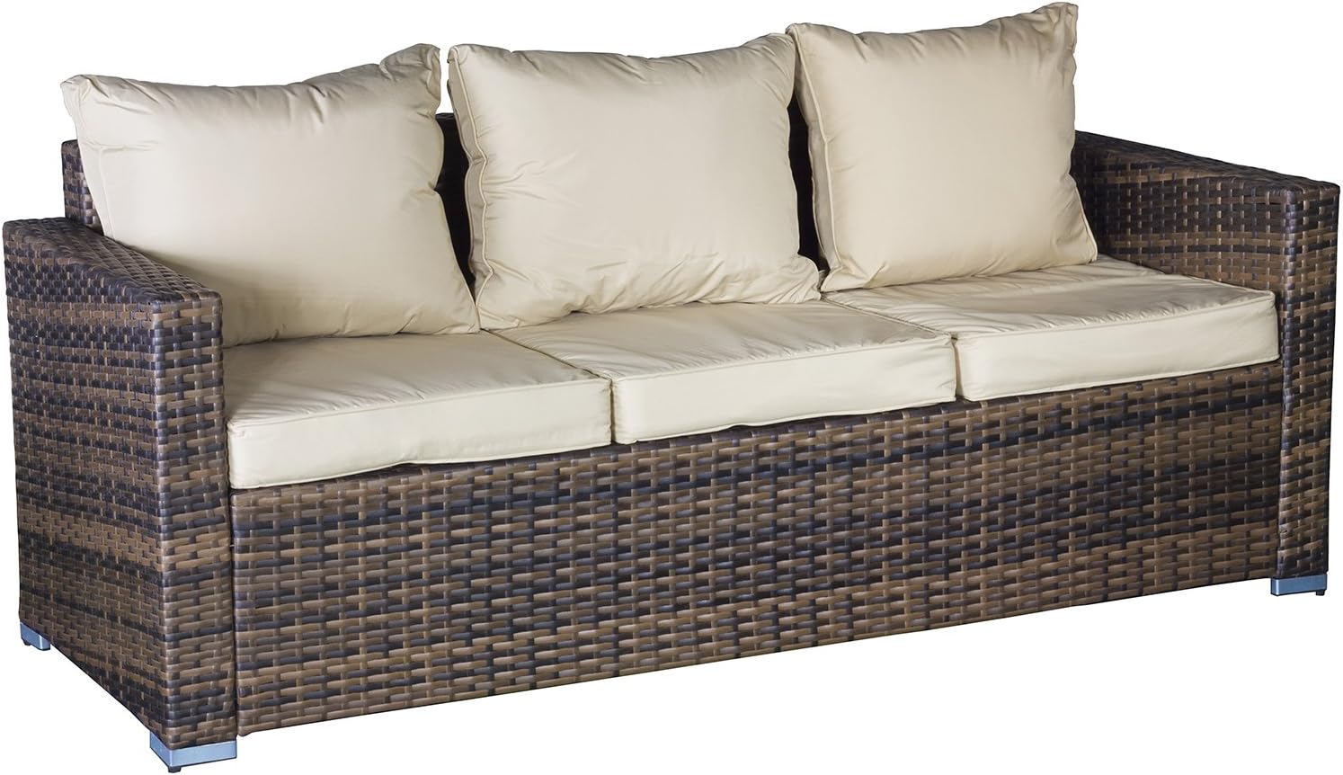Oseasons OSKM1073SS2A-CS 3 Seater Oxford Rattan Modular Sofa with 2 Arms - Cappuccino