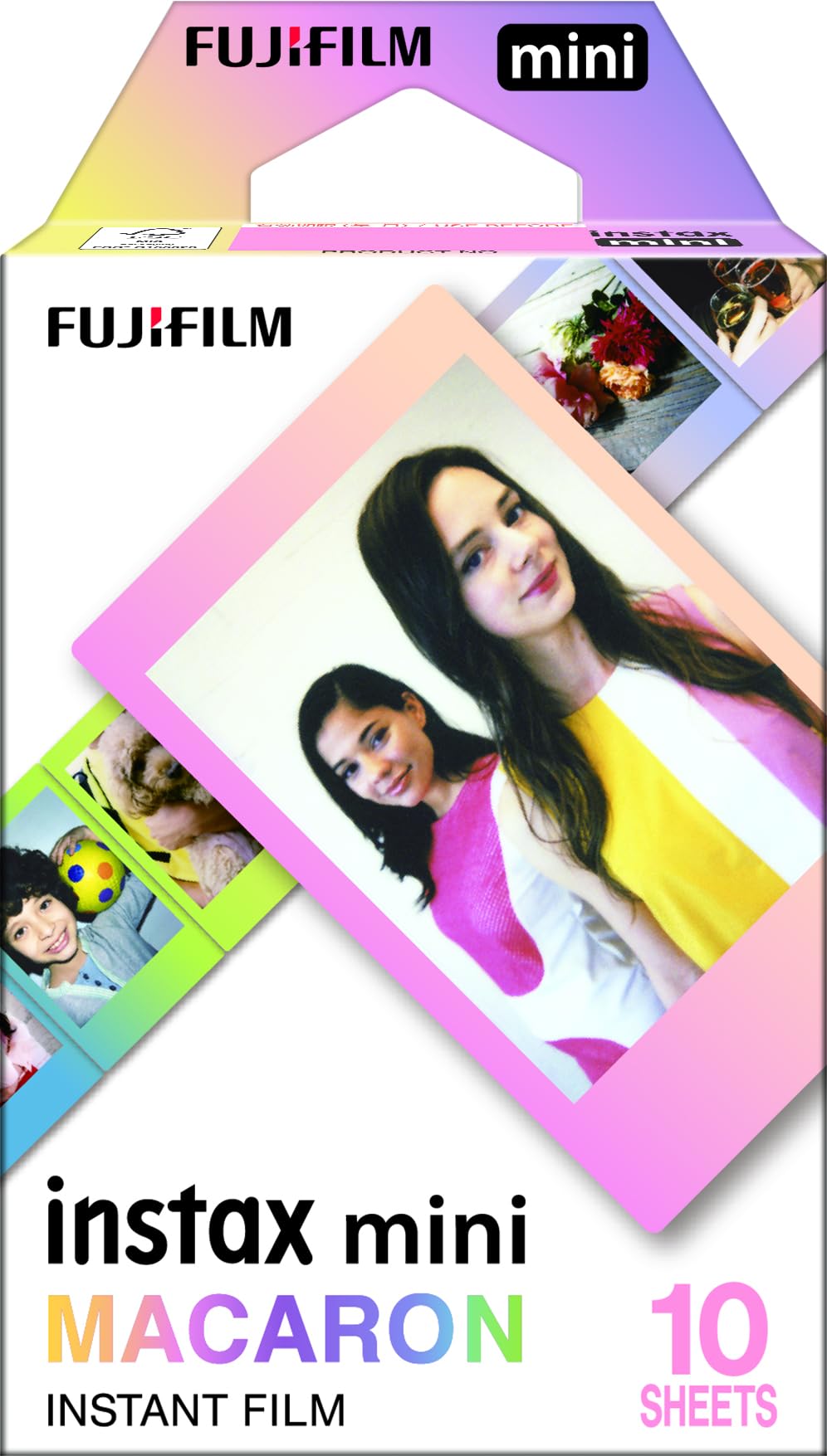instax mini instant film, Macaron border, 10 shot pack, suitable for all instax mini cameras and printers