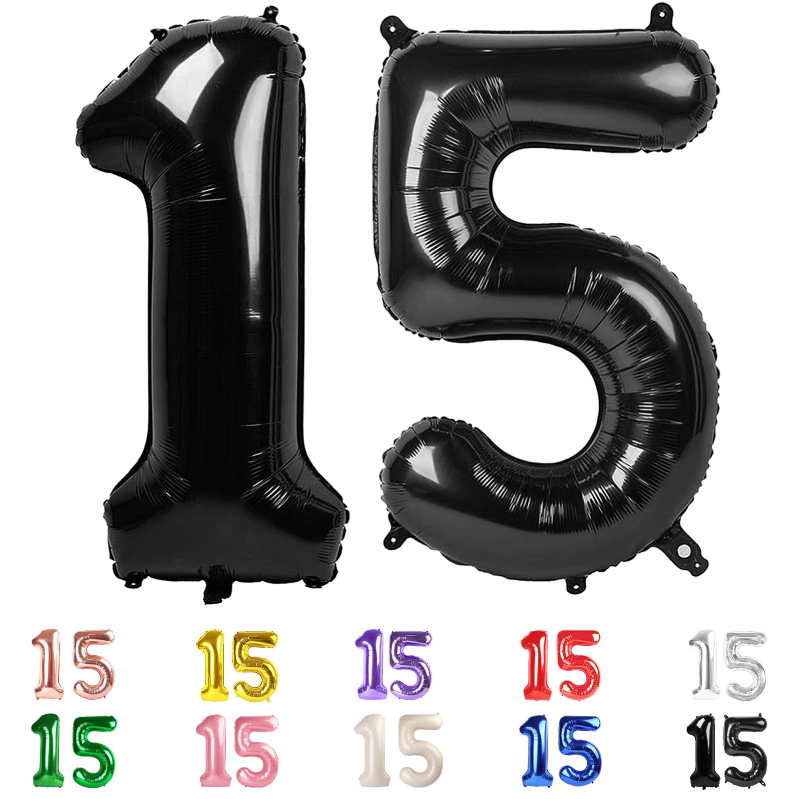 Photo 1 of 15 Balloons Number, 15th Birthday Decorations for Girls Boys, 51st Black Birthday Party Decorations 40 In Balloons for Wedding, Celebration Party, Graduations