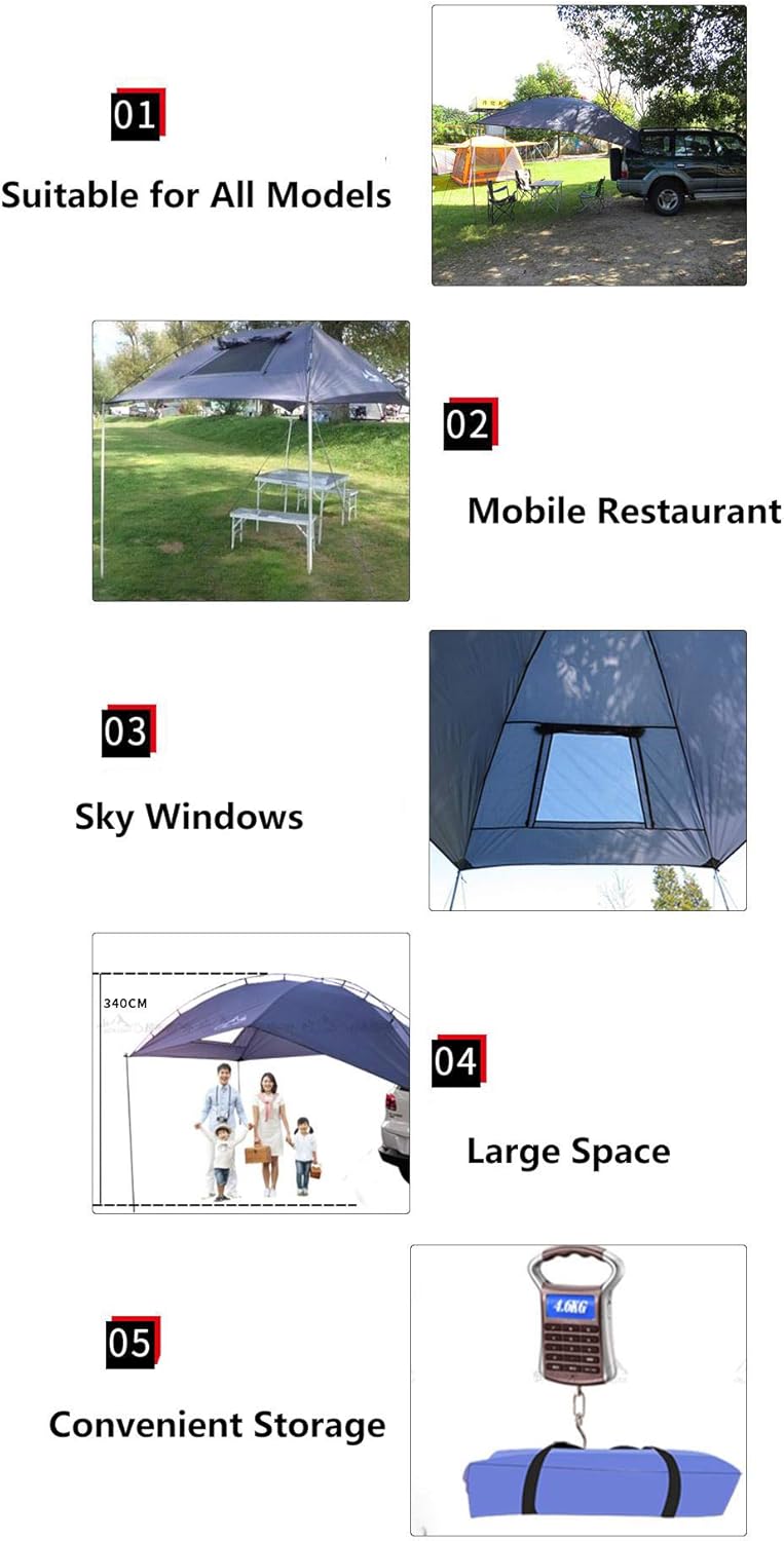 pacific current gazebo on Amazon Com Apenchren Portable Car Tent Shade Sail Waterproof Uv Awning Canopy Car Self Driving Tour For Outdoor Camping Barbecue And Fishing 350x240x105cm 4 People Blue Garden Outdoor