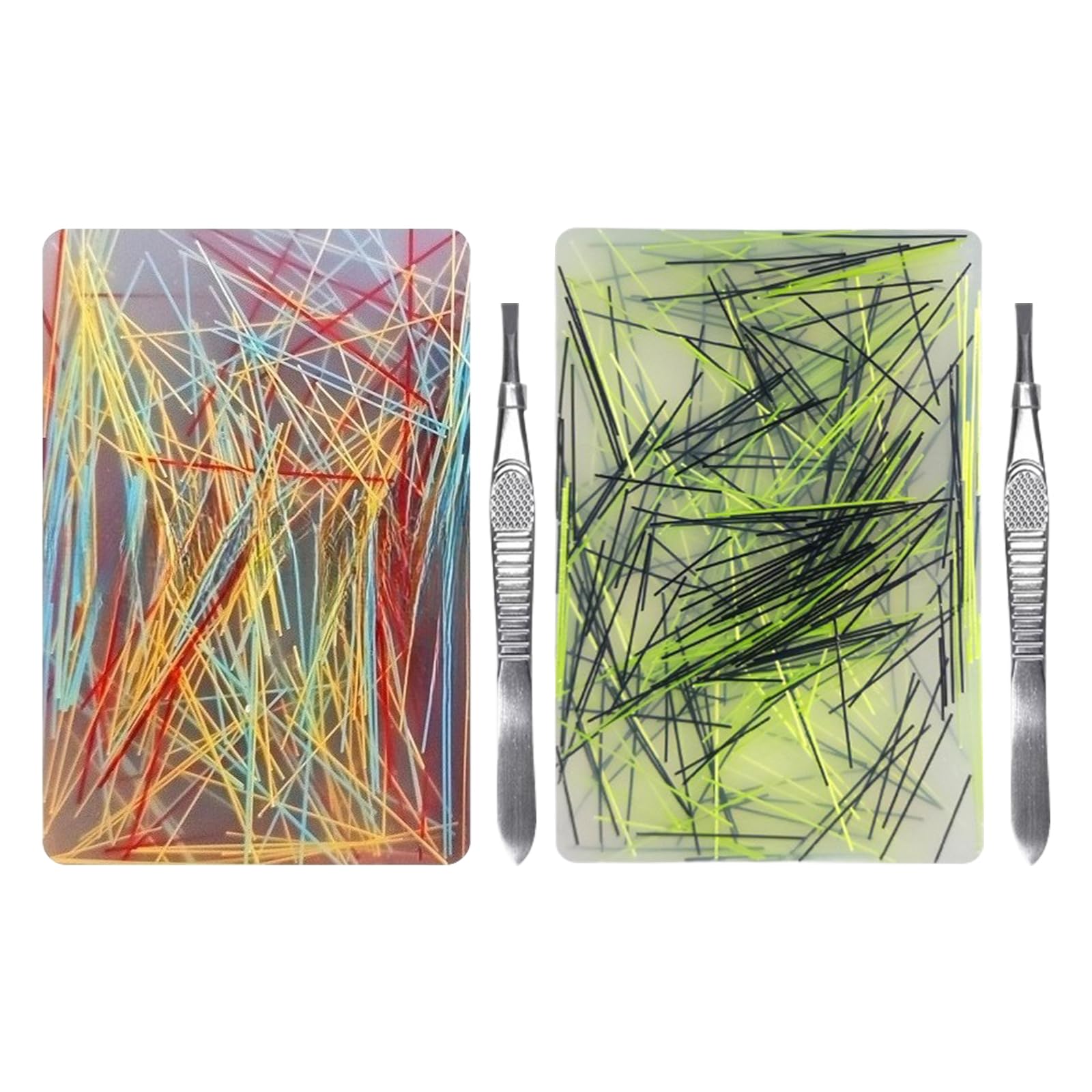 2Pcs Picky Pads, Skin Picking Fidget Toys, Reusable Picking Pad with Tweezers for Stress and Anxiety Relief, Silicone Sensory Pads for Adults to Improve Focus (Set 2)