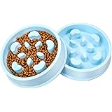 UPSKY Slow Feeder Dog Bowl Fun Feeder No Chocking Slow Feeder Bloat Stop Dog Cat Food Water Bowl with Funny Pattern (Set of 2)
