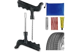 BELIEFLUO Emergency Tire Repair Kit, Comprehensive Tire Repair Kit with Rubber Plugs, Upgrade T-Handle, Fix Puncture&Plug Flats with Ease, Tire Plug Kit for Cars, Truck, Motorcycle, ATV, Tractor