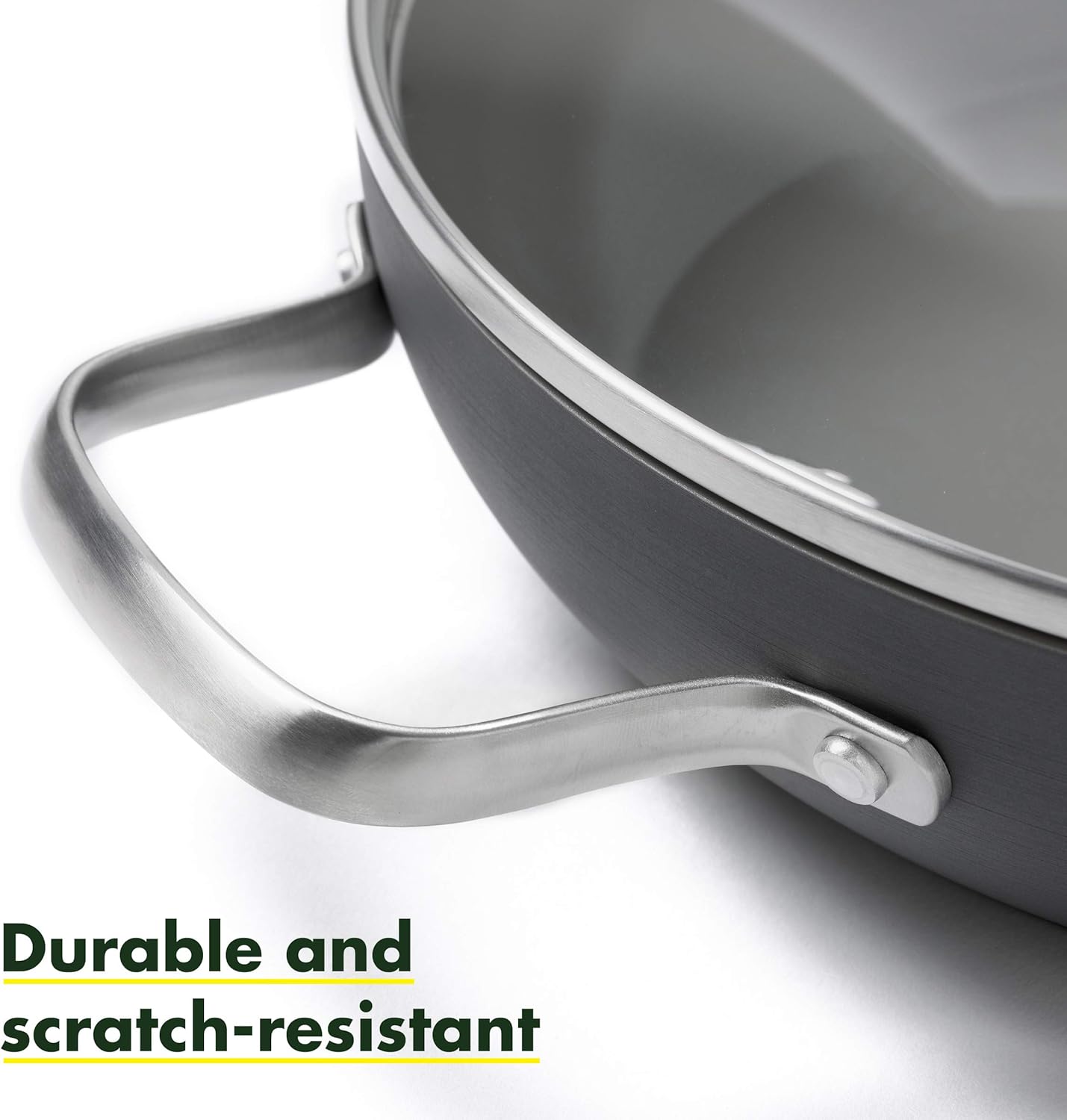 GreenPan Chatham Healthy Ceramic Nonstick, Everyday Pan/Chef's Pan with Lid, 11", Gray: Kitchen & Dining