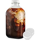 Stock Your Home Half Gallon Glass Bottle with Lid (1 Pack) 64 Oz Jugs and 3 White Caps, Reusable Food Grade Container for Refrigerator, Bottles for Juice, Oat or Plant Milks, Water, Honey
