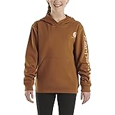 Carhartt Girls' Hoodie Fleece Pullover Sweatshirt, Brown, 4