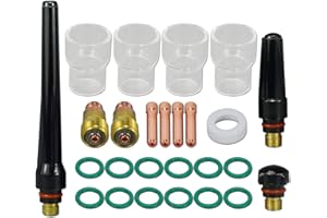 RIVERWELD TIG Stubby Gas Lens 17GL332 10N24S 2.4mm Glass Cup Clear Quartz Nozzles #12 21.0mm TIG Back Cap 57Y02 57Y04 Assorte