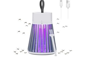YOOYHHOME Rechargeable Bug Zapper for Home and Camping - Mosquito Zapper with Safety Grid, Cordless Fly Trap with Purple Light,Mosquito Killer for Indoor/Outdoor Use,USB Charging (Gray)​