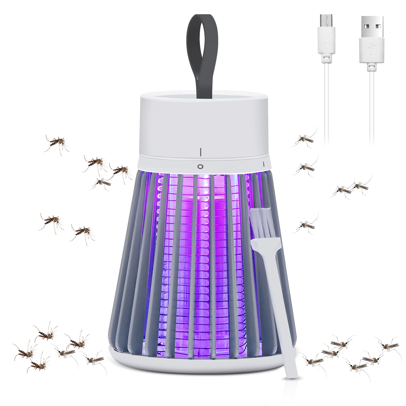 Photo 1 of Rechargeable Bug Zapper for Home and Camping - Mosquito Zapper with Safety Grid, Cordless Fly Trap with Purple Light,Mosquito Killer for Indoor/Outdoor Use,USB Charging (Gray)?