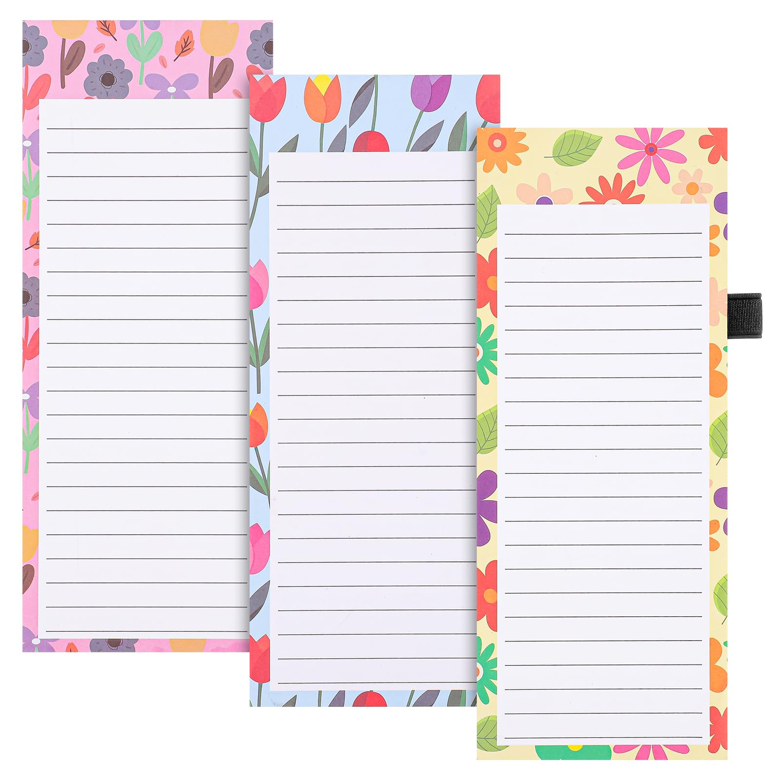Thboxes 3 Pack Magnetic Shopping List Pad for Fridge, To Do List Pad 180 Sheets Tear off Magnetic Notepad for Fridge with Pen Loop for Shopping, Locker Filing Cabinet, 21 X 9 cm-Floral Style