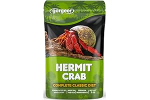 Gargeer Hermit Crab Complete Diet. Non-GMO Premium Ingredients, for All Nutritional and Immune System Needs. 2oz Granular Textured ‘Surprise Your Crab’ Meal. Enjoy!