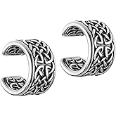 HZMAN Celtic Knot Ear Cuff Earrings for Men Women Stainless Steel No Piercing Clip On Cartilage Retro Knot Pattern Earring Jewelry Gift