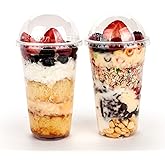 Golden Apple Cup series, 24oz Clear Plastic cups with Dome lids no hole 50sets, BPA Free