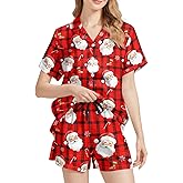 ZAJECT Womens Pajamas Set 2 Piece Satin Short Sleeved Pjs Button Notch Collar Loungewear Party Sleepwear Sets