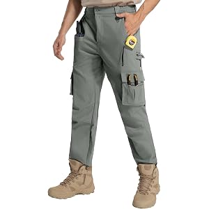 MeGriverous Men's Work Pants for Men Hiking Cargo Pants Water Resistant Stretch Tactical Outdoor Trousers with Pockets
