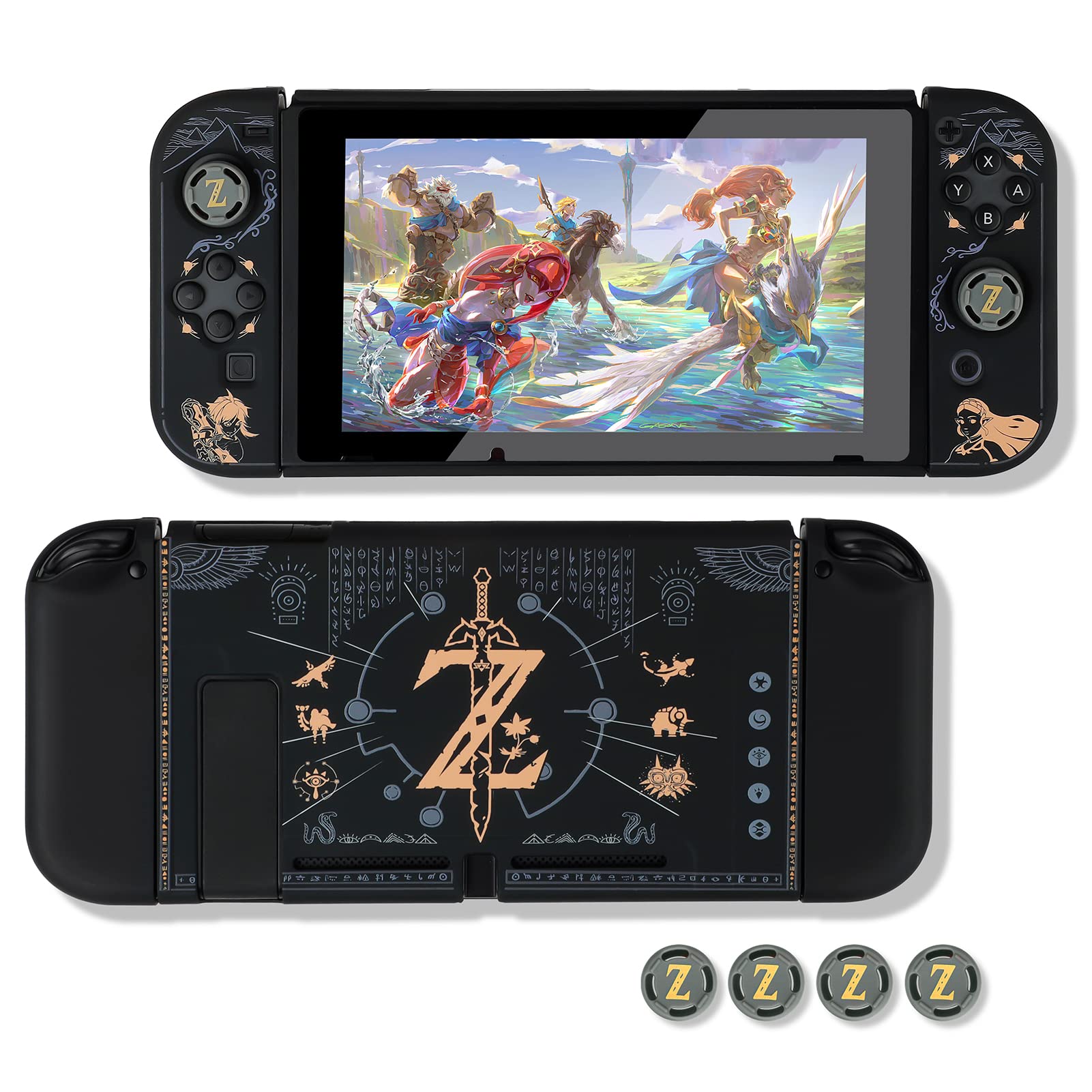 Dockable Protective Case Compatible with Switch, Hard Shell Case cover for Switch and Joy-Con Controllers Shock-Absorption and Anti-Scratch Design Protective (The Legend of zelda)