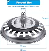 OWill Kitchen Sink Strainer Plug 78mm Stainless Steel Universal view 2