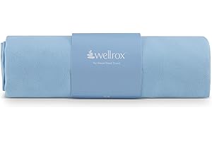 Wellrox Microfiber Yoga Hand Towel – Super Soft, Quick-Dry, Non Slip Yoga Towel for Hot Pilates, Gym & Workouts (26.5" x 16", Blue)