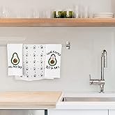 Cotton Kitchen Hand Towels Set, Soft Highly Absorbent 100% Terry Cloth Tea Towel Simple Funny Design Decorative Durable Large White Bathroom Powder Room Gift 28 X 12 Inches Set of 3 (Kitchen)