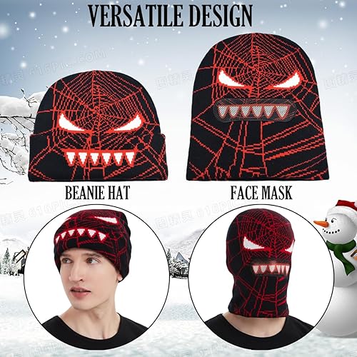EINSKEY Spider Web Beanie & Balaclava, Winter Warm Knit Beanie Hat
