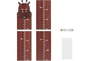 KHZSPP Giraffe Height Chart,Wooden Growth Chart for Wall with Double Scale No Drill Easy Install,Wooden Height Measuring Rule