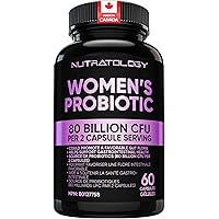 Nutratology Probiotics for Women | Canadian-Made | 40 Billion CFUs Per Capsule | 80 Billion CFUs Per Serving - Bloating Relie