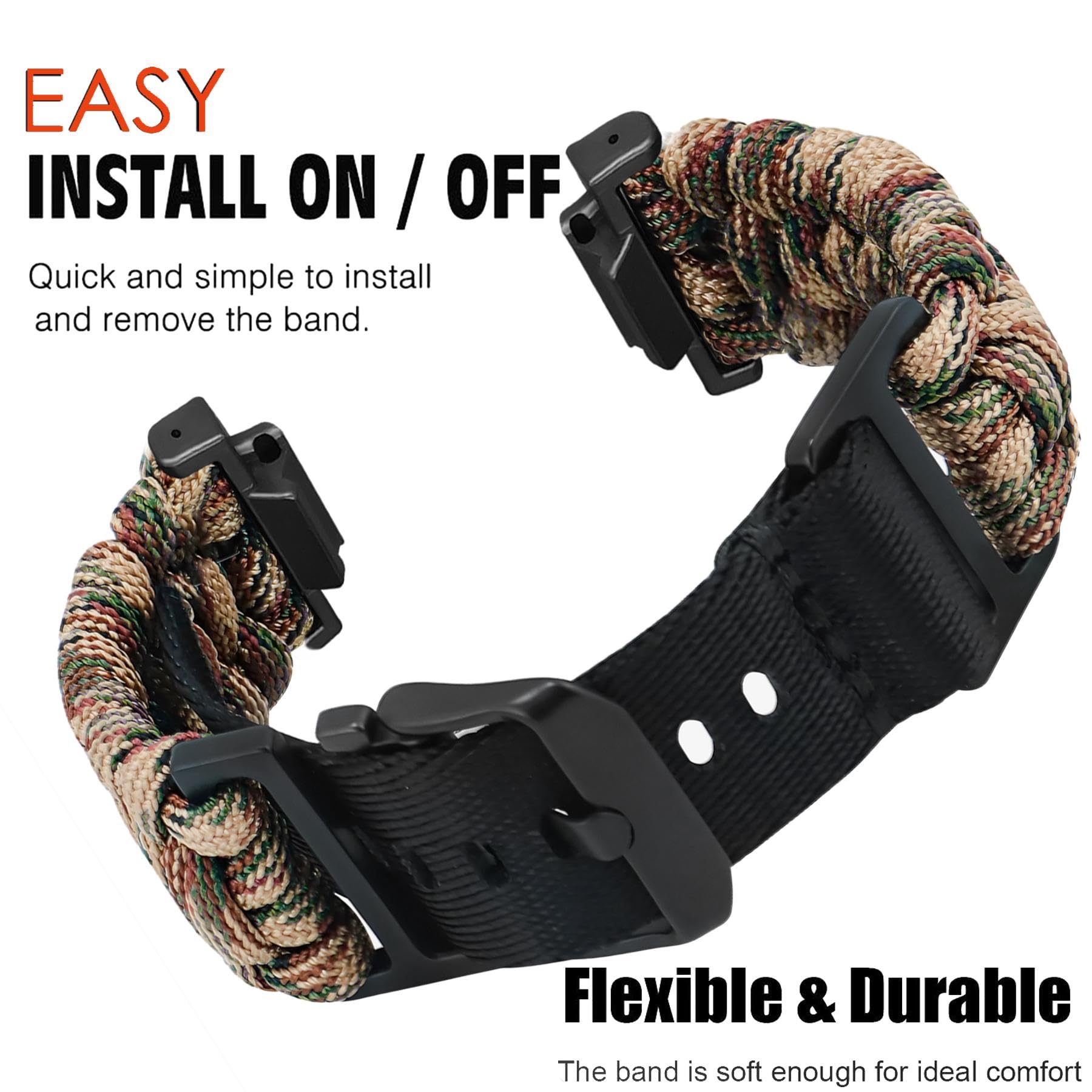 Abanen Nylon Braided Watch Band Paracord Strap with Adjustable Safety Buckle for Casio gshock DW-5600/8900, GA-100/GW-B5600/GB-5600 /GW-6900