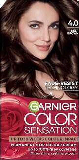 Garnier Color Sensation Permanent Hair Dye 4.0 Deep Brown 100% Grey Coverage
