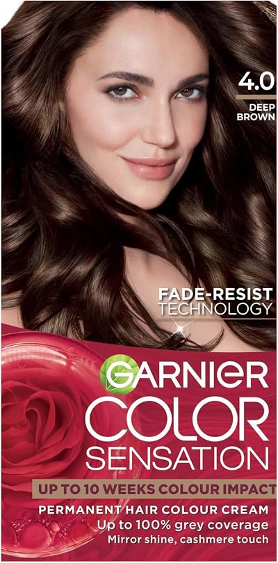 Garnier Color Sensation Permanent Hair Dye 4.0 Deep Brown 100% Grey Coverage