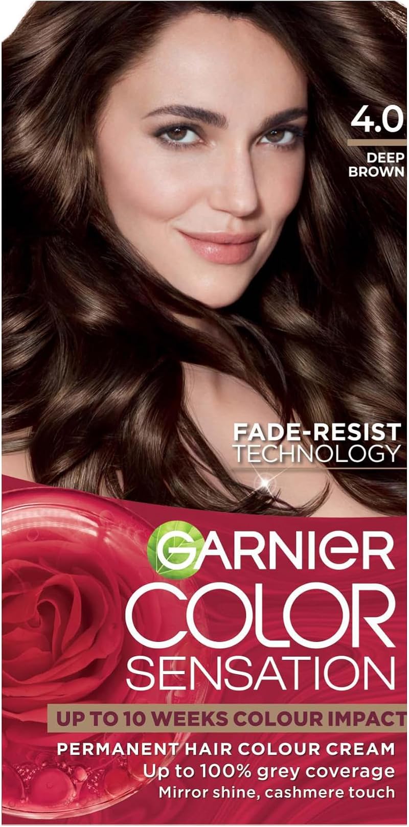 Garnier Color Sensation Permanent Hair Dye 4.0 Deep Brown 100% Grey Coverage