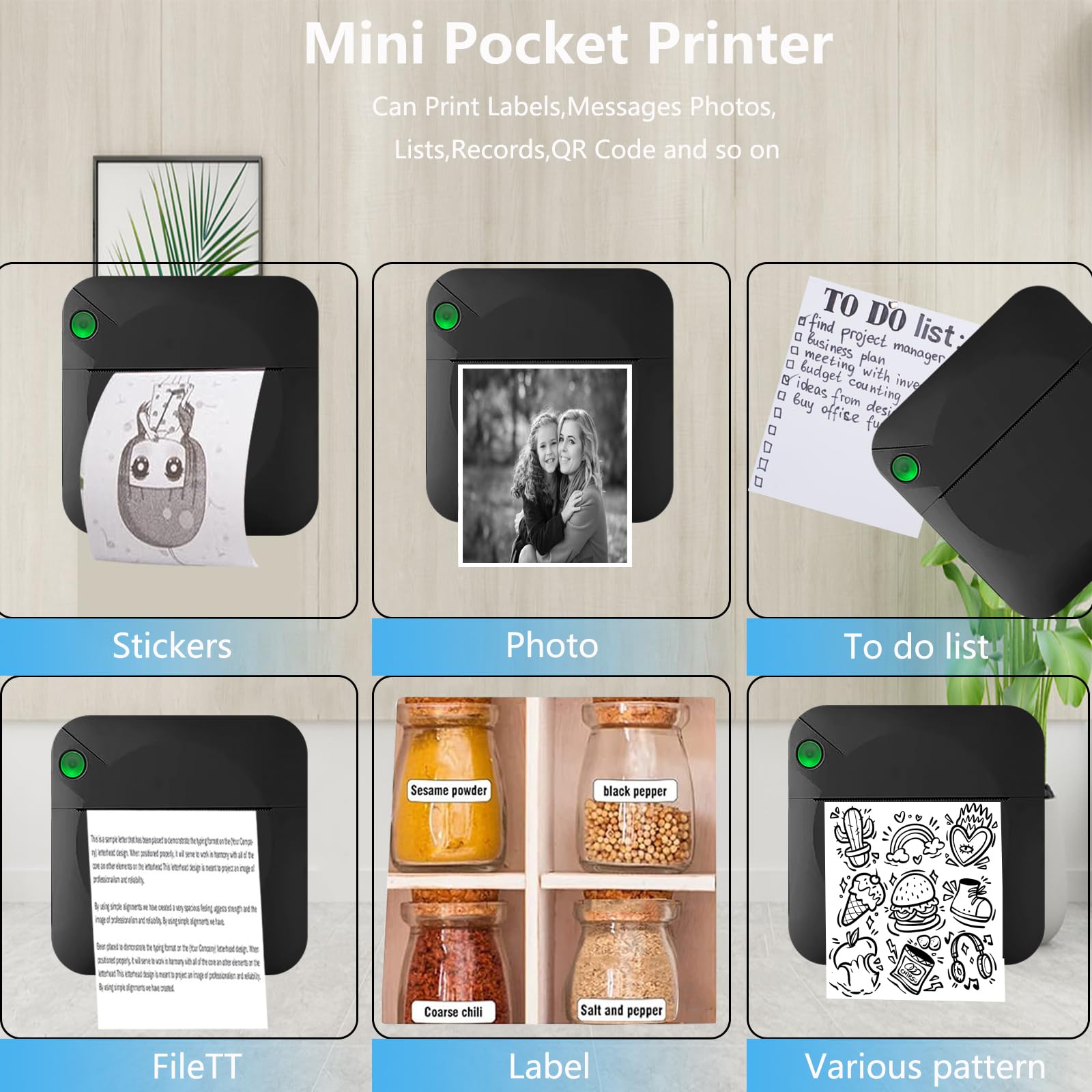 Small Number Sticker Printer Mua Mini Sticker Printer, Bluetooth Smart Pocket Inkless Thermal ...