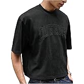 GORGLITTER Men's Cropped T Shirt Crop Top Graphic Short Sleeve Oversized Gym Boxy Tees Workout Shirts