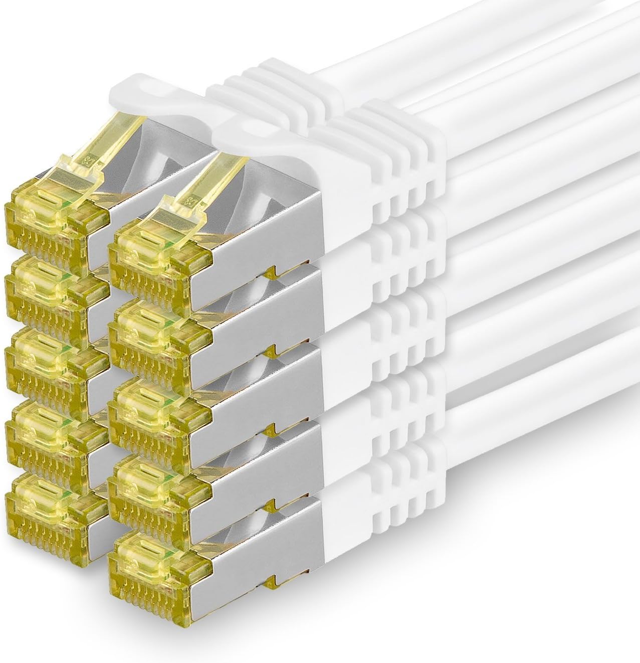 Cat.7 Patch Cable Set, S/FTP (PiMF) Ethernet LAN Network Cables, 10 Gigabits/10000 Mbps, High Speed