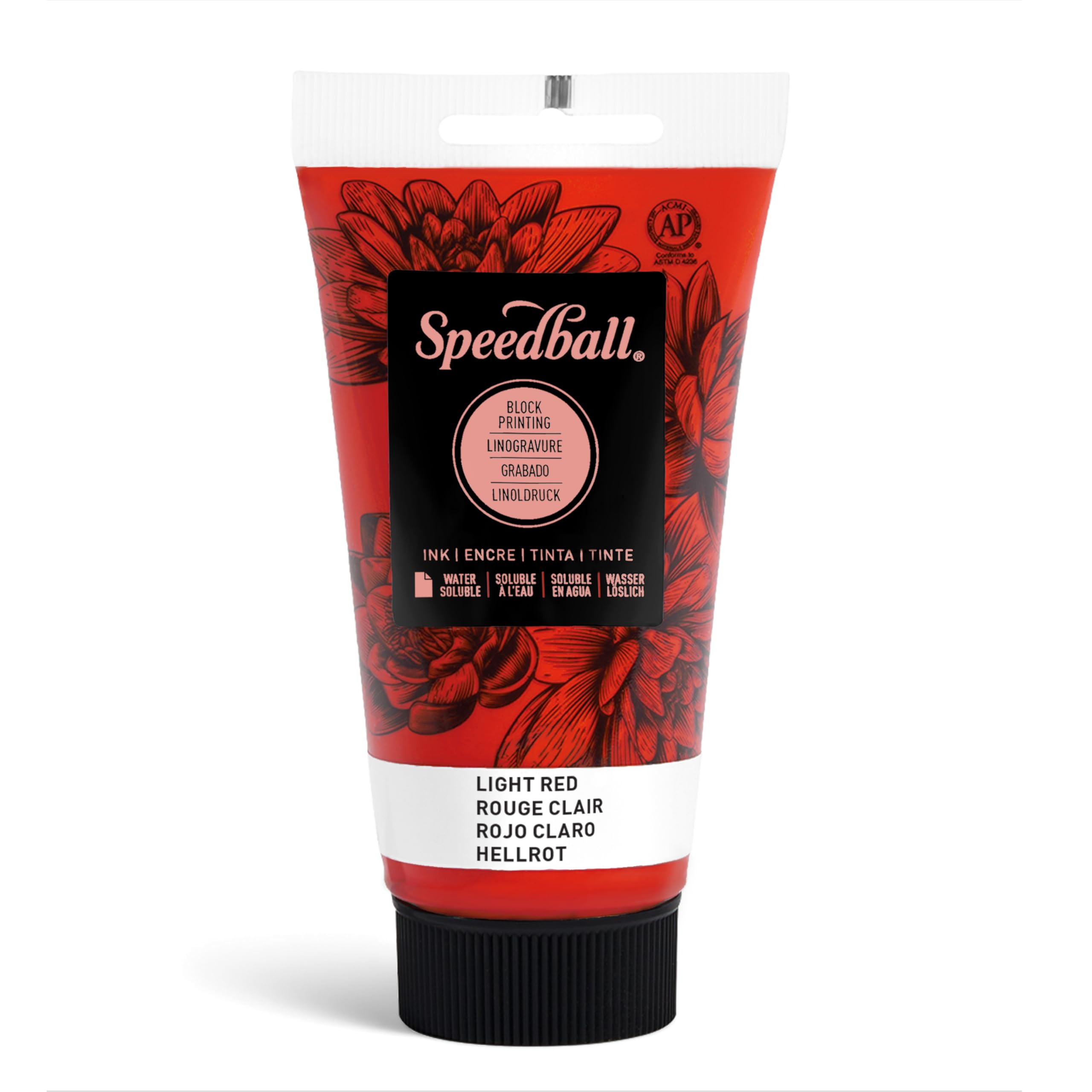 Speedball 75ml 2.5oz Water-Soluble Block Ink Light Red, For Block Printing, Lino Printing, Screen Printing, For Artists Kit