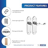 XFORT Richmond Lever Latch Door Handles 4 Pairs Polished Chrome Internal Wooden view 3