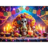 Mexican Day of The Dead Day Backdrop 7x5ft Dia de Los Muertos Banner Mexican Halloween Altar Dec Photo Backdrop Dia de Los Muertos Party Banner