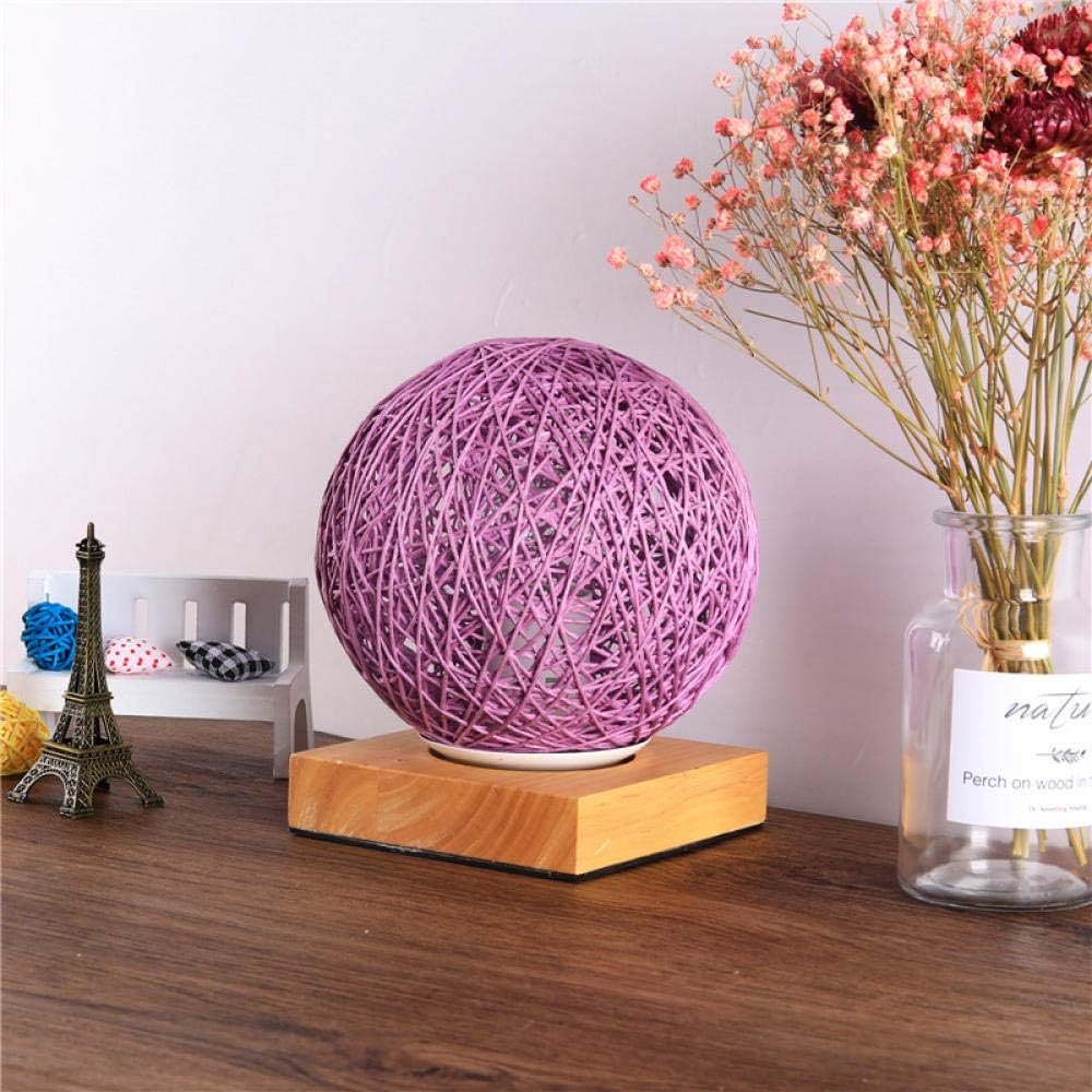 Rattan Ball Table Light, Led Rattan Ball Lamp XLWWLG Night Light Bedroom Bedside Sleep Purple Button Dimming (Plug 220V)