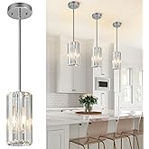 zhllmq Chrome Pendant Lighting Modern Pendant Light Mini Crystal Chandeliers Adjustable Pendant Light Fixture for Kitchen Isl