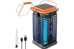 H HOMESUIT Homesuit Solar Bug Zapper with LED Light, 4000mAh Battery Powered Mosquito Zapper, Cordless Mosquito Traps, Electric Mosquito Killer, Bug Zapper for Outdoor and Indoor, Rechargeable, Orange