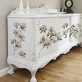 Flortlias Floral Rub on Transfer for Furniture Vintage Large Flower UV DTF Transfer Sticker for Wood Glass Home Decor, Magnolia