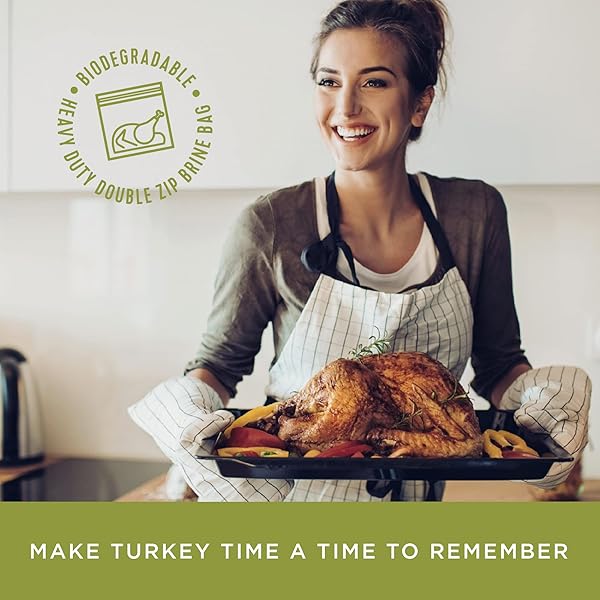 FIRE & FLAVOR APPLE SAGE PERFECT BRINE – TURKEY BRINE KIT WITH BAG FOR ROASTING, GRILLING, SMOKING, AND FRYING – BRINING SEASONINGS FOR COOKING AND TURKEY BRINE BAG – TURKEY BRINE AND RUB KIT, 1 COUNT (PACK OF 1)