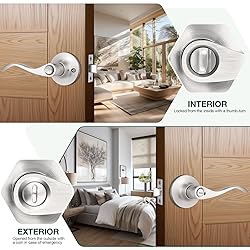 GOBEKOR 3 Pack Satin Nickel Privacy Door Handles