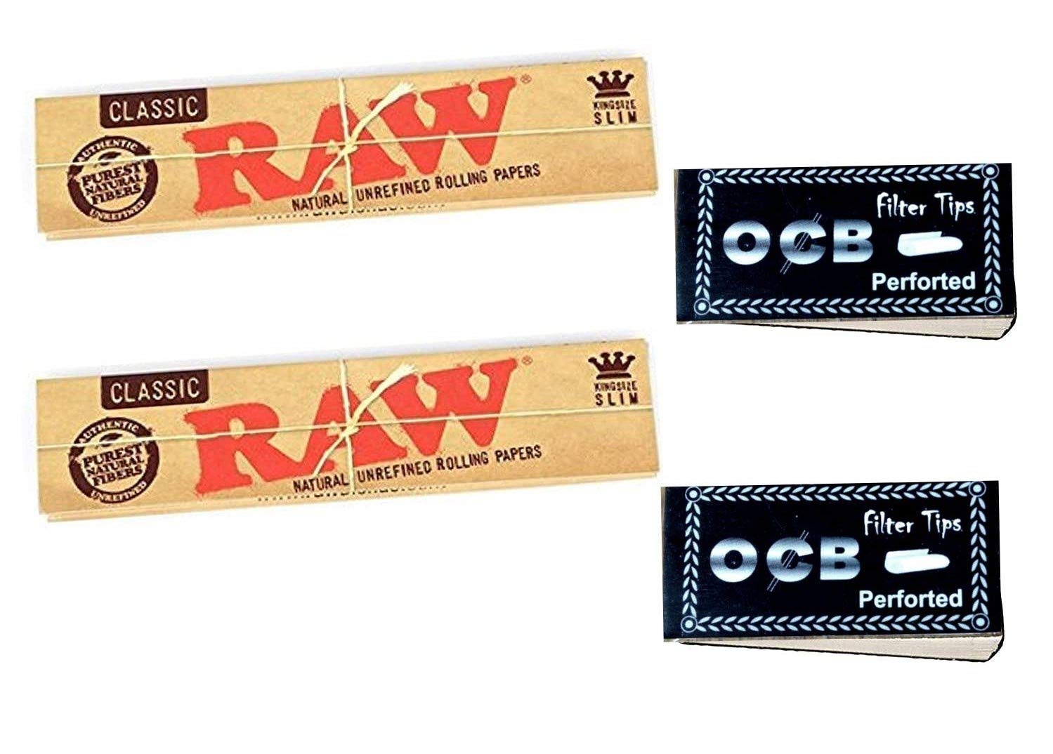 OutonTrip Pack of 2 Raw Premium Classic Rolling Papers with 2 OCB