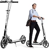 Scooters for Kids 8-12, Teens & Adults - Lightweight, Foldable, 8-Inch Big Wheels, Hand Brake & Bell, 4 Adjustable Height Levels, 240 lbs Max Load, Perfect for School, Campus and Park Rides