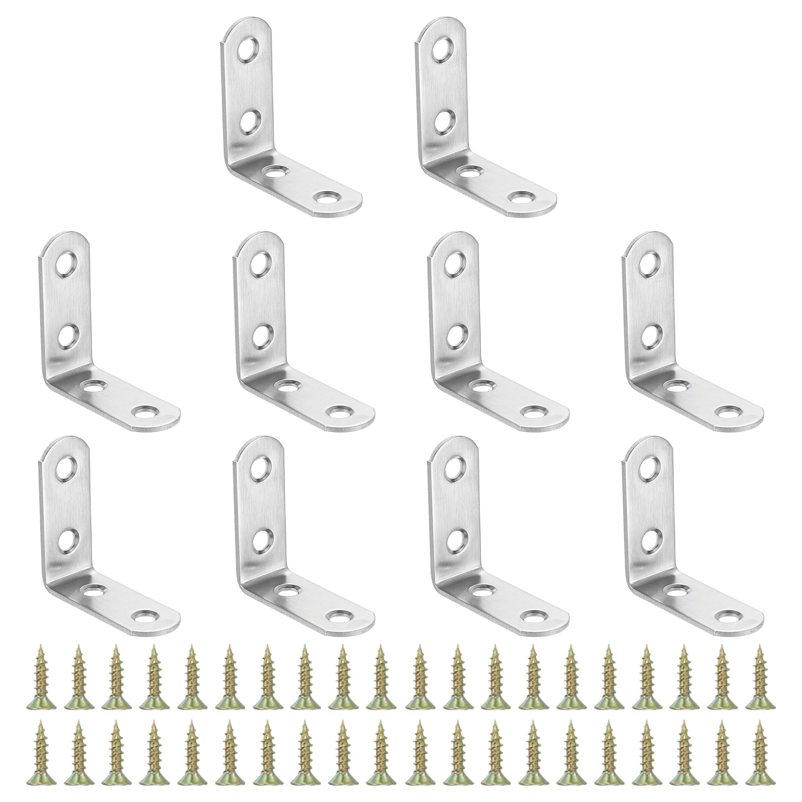PATIKIL Stainless Steel Corner Braces 1.57 x 1.57 Inch,10 Pieces L Bracket Joint Right Angle Support Bracket L Shaped Corner Fasteners with Screws for Shelves, Silver — image 1