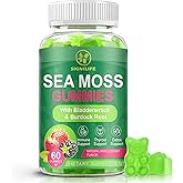SIGNILIFE Organic Sea Moss Gummies,with Black Seed Oil,Bladderwrack,Burdock Root, Vegan Irish Sea Moss Gummy Vitamins for Immune, Thyroid and Detox Support, Gluten-Free - 60 Gummies