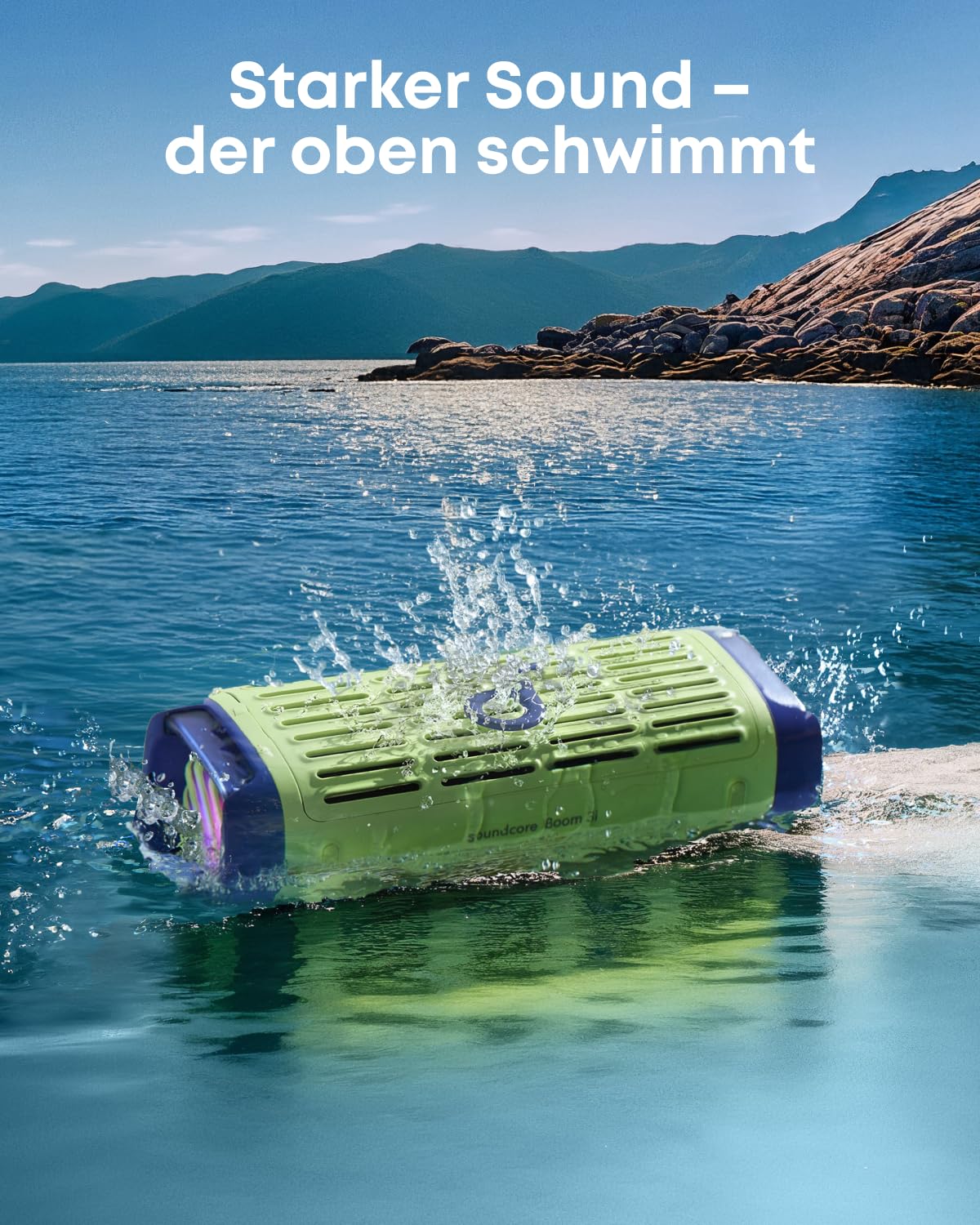 soundcore Boom 3i by Anker – Robuster Outdoor Lautsprecher, Bluetooth Lautsprecher, wasserdicht IP68, 50W BassUp™ 2.0 Sound, BT 5.3, 16h, Lichtshow + TWS-Stereo, Kayak, Angeln, Campen (Dschungelgrün) 4